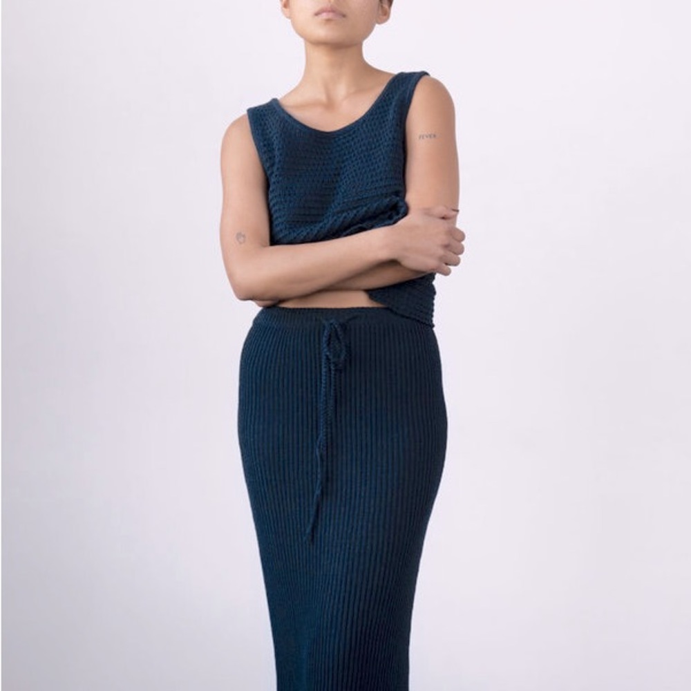 Wolhide Rib Skirt in Navy Small